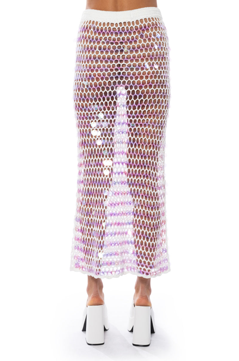 Extra View Celine Sequin Crochet Maxi Skirt