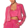 Front View Center Of Attention Rhinestone Blazer In Pink