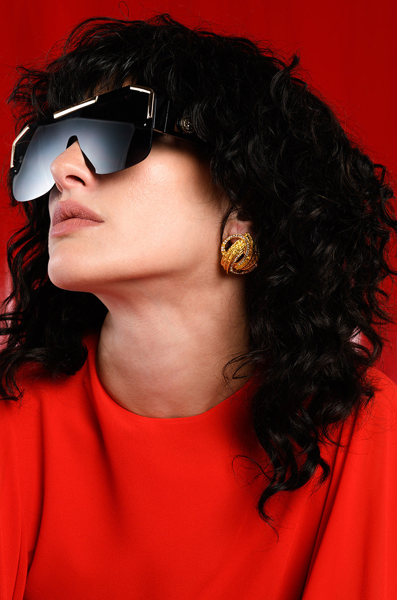 Front View Cest La Vie Embellished Oversized Studs
