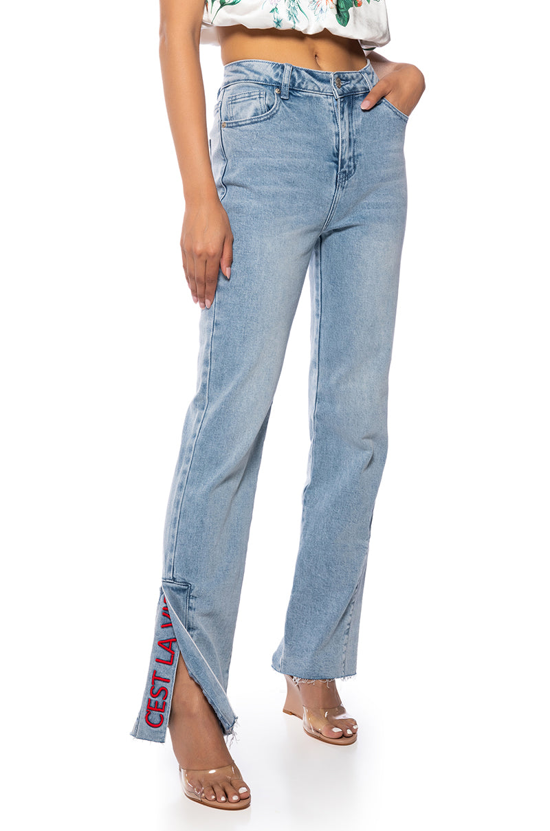 Side View Cest La Vie High Rise Straight Jeans