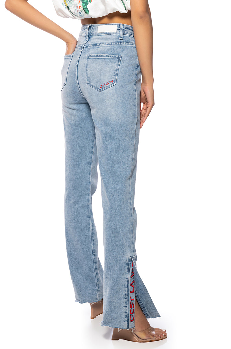 Back View Cest La Vie High Rise Straight Jeans
