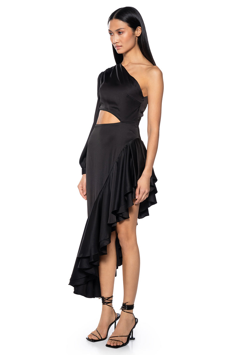 CHA CHA HIGH LOW CUTOUT MAXI DRESS IN BLACK view 0