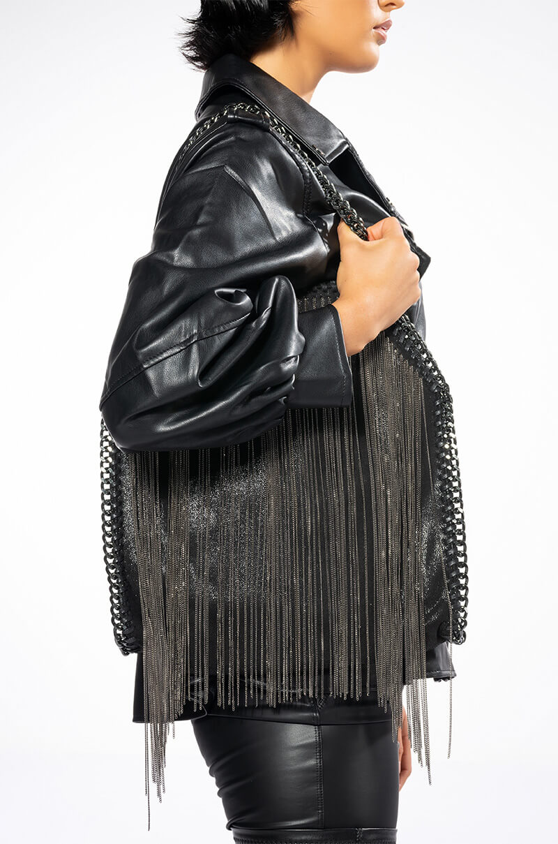 Front View Chain Fringe Purse 0
