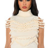 Front View Chain Link Detail Sleeveless Turtleneck Sweater