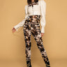 Front View Chain Of Love Animal Print Mesh Jumpsuit in Brown Multi