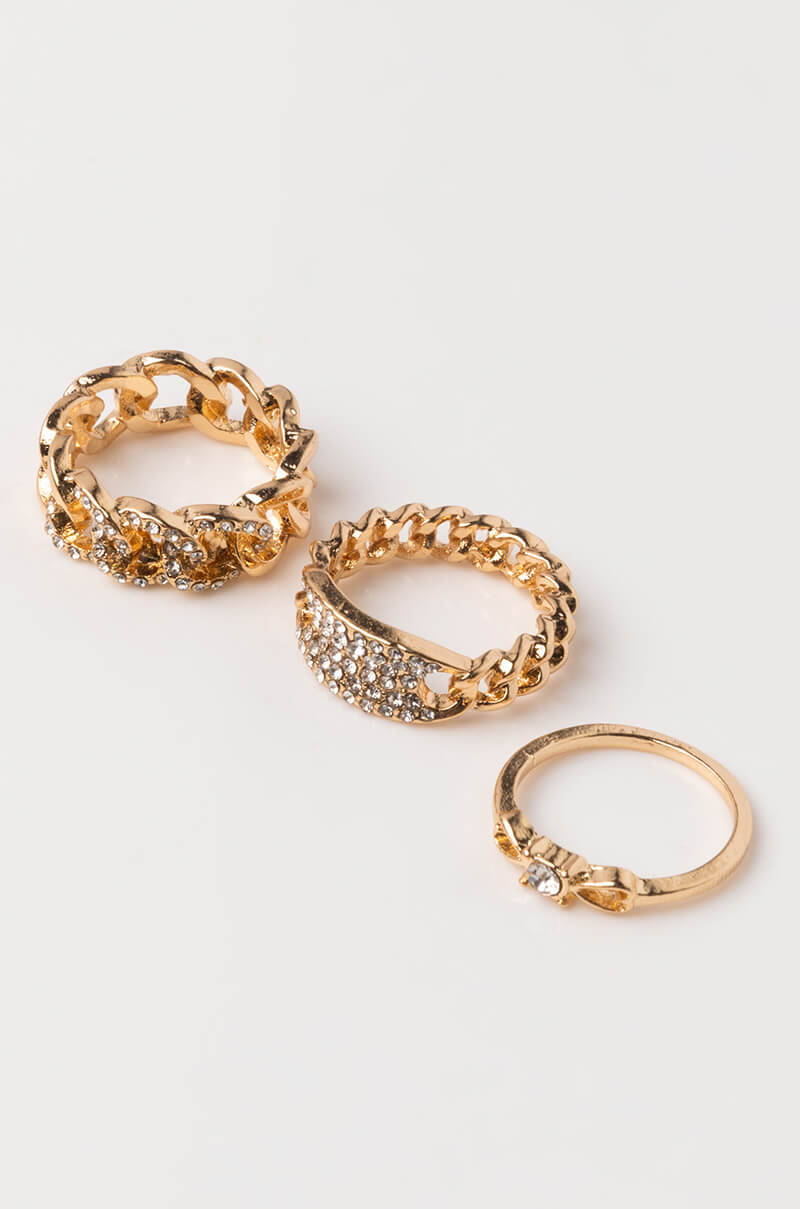 Back View Chain Ring Set in Gold