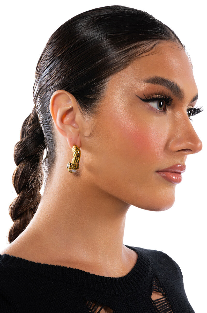 Front View Champagne Chic Embellished Half Hoops
