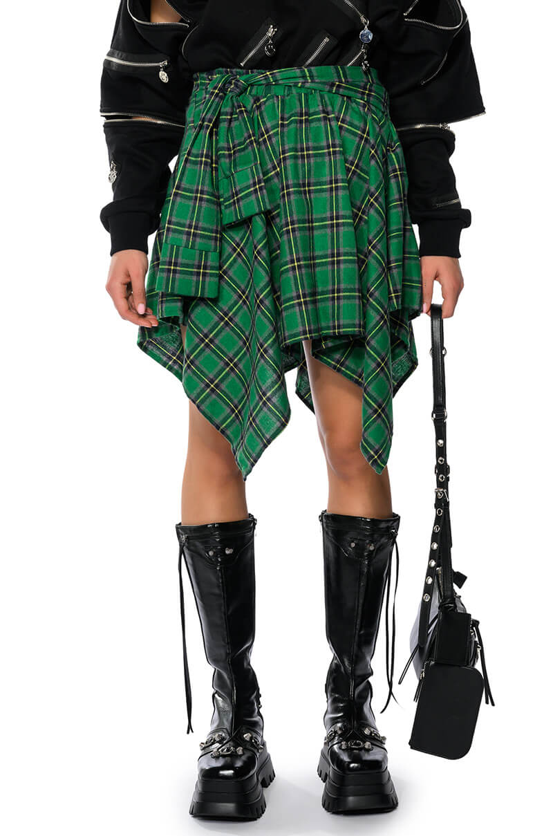 Front View Charly Mini Plaid Skirt