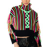 Front View Check It Out Long Sleeve Vibrant Fringe Detail Sweater