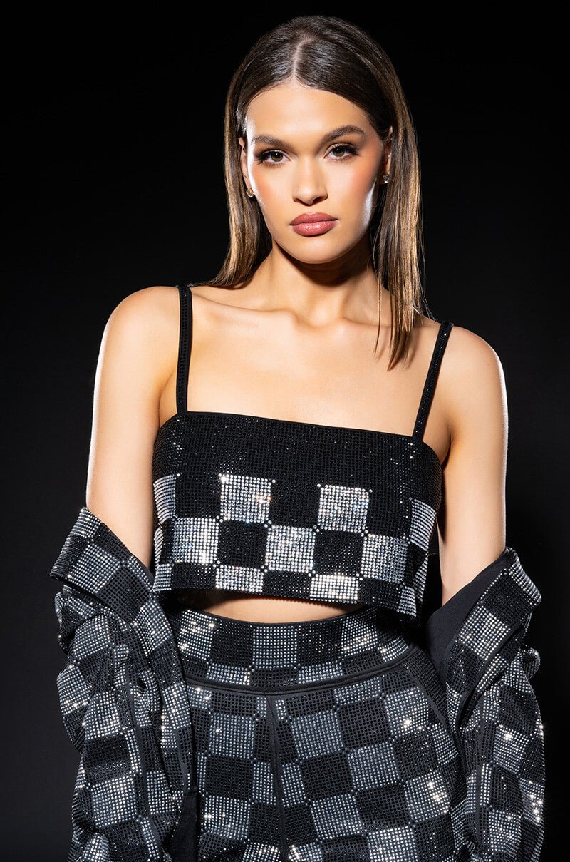 CHECK MATE RHINESTONE BRALETTE view 0