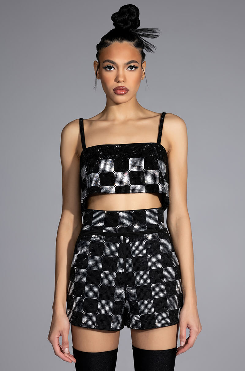 Side View Check Mate Rhinestone Bralette
