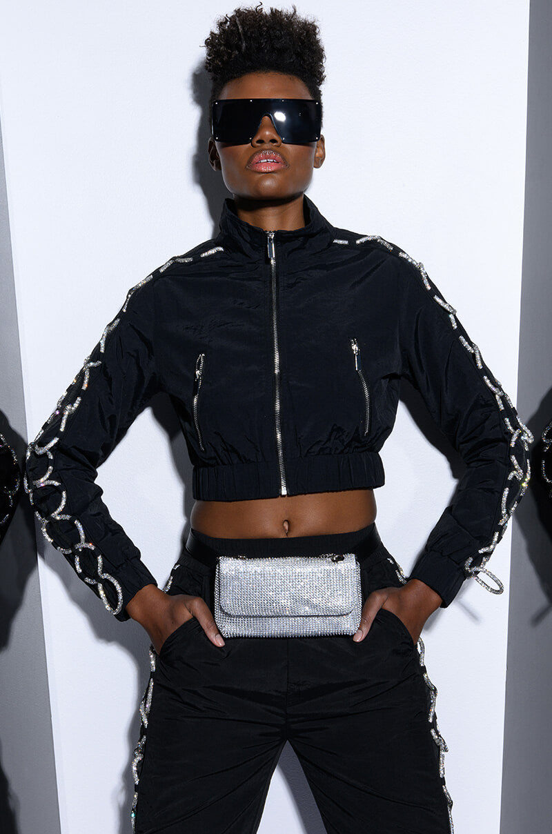 CHECKED OUT RHINESTONE FANNY PACK view 0