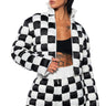 Front View Checkmate Woven Crop Bomber