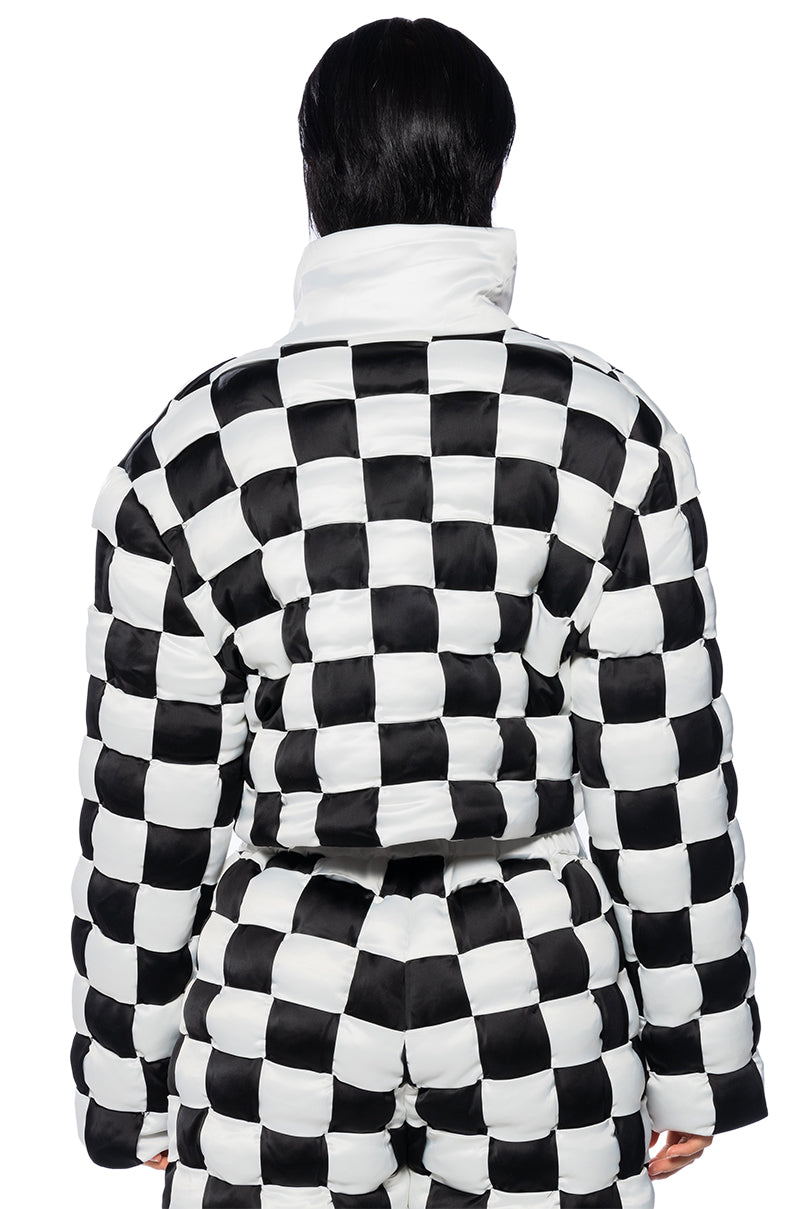 Full View Checkmate Woven Crop Bomber