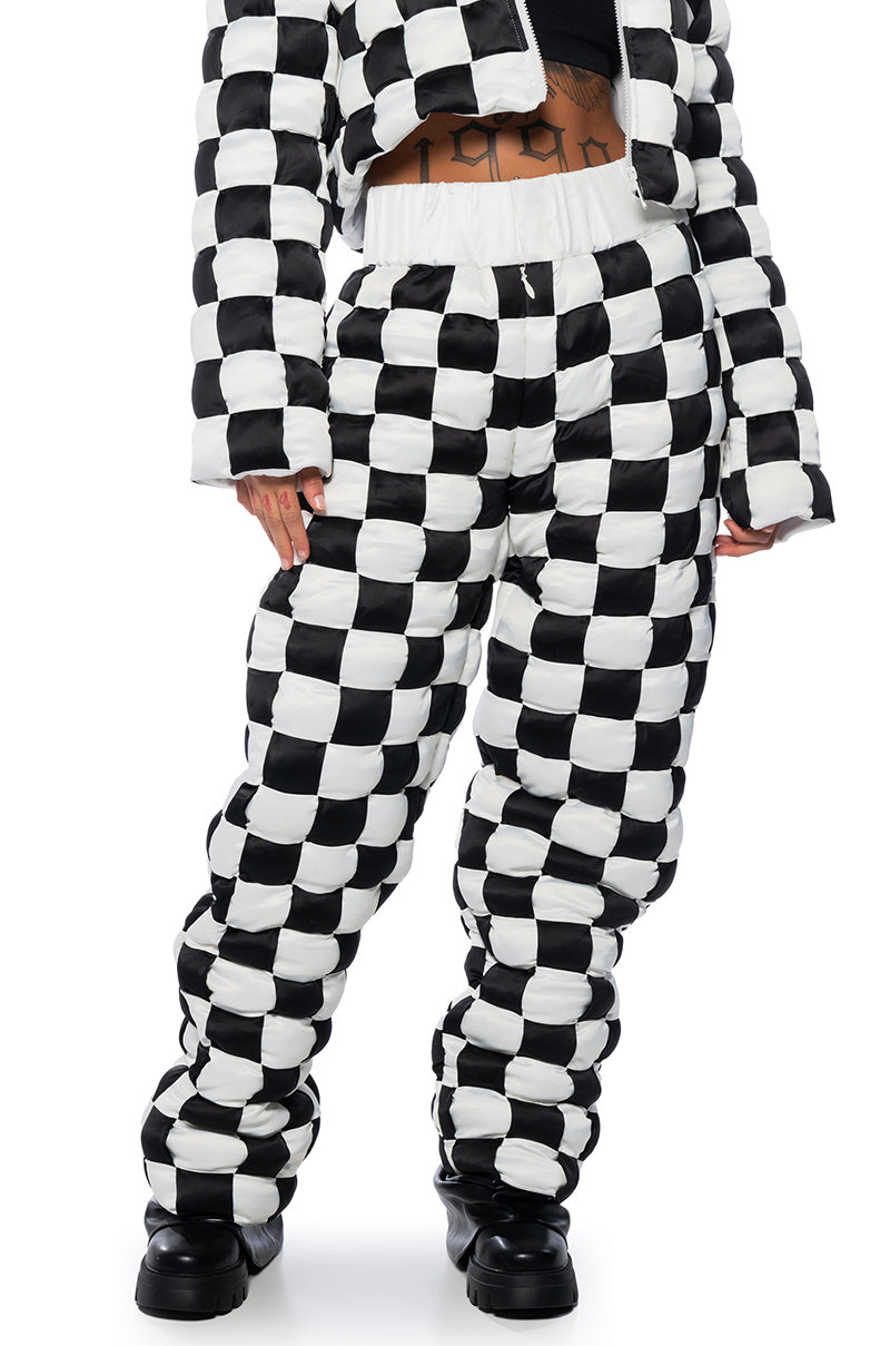 Front View Checkmate Woven Jogger