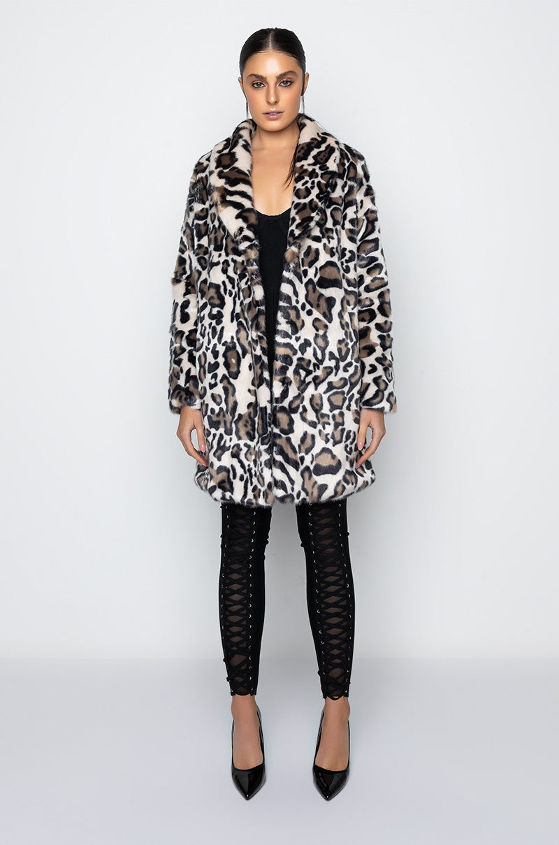 Extra View Cheetah Faux Fur Coat