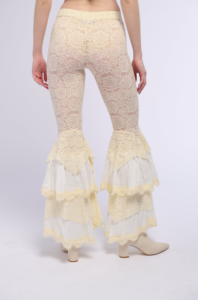 Back View Chella Lace Ruffle Pants 2