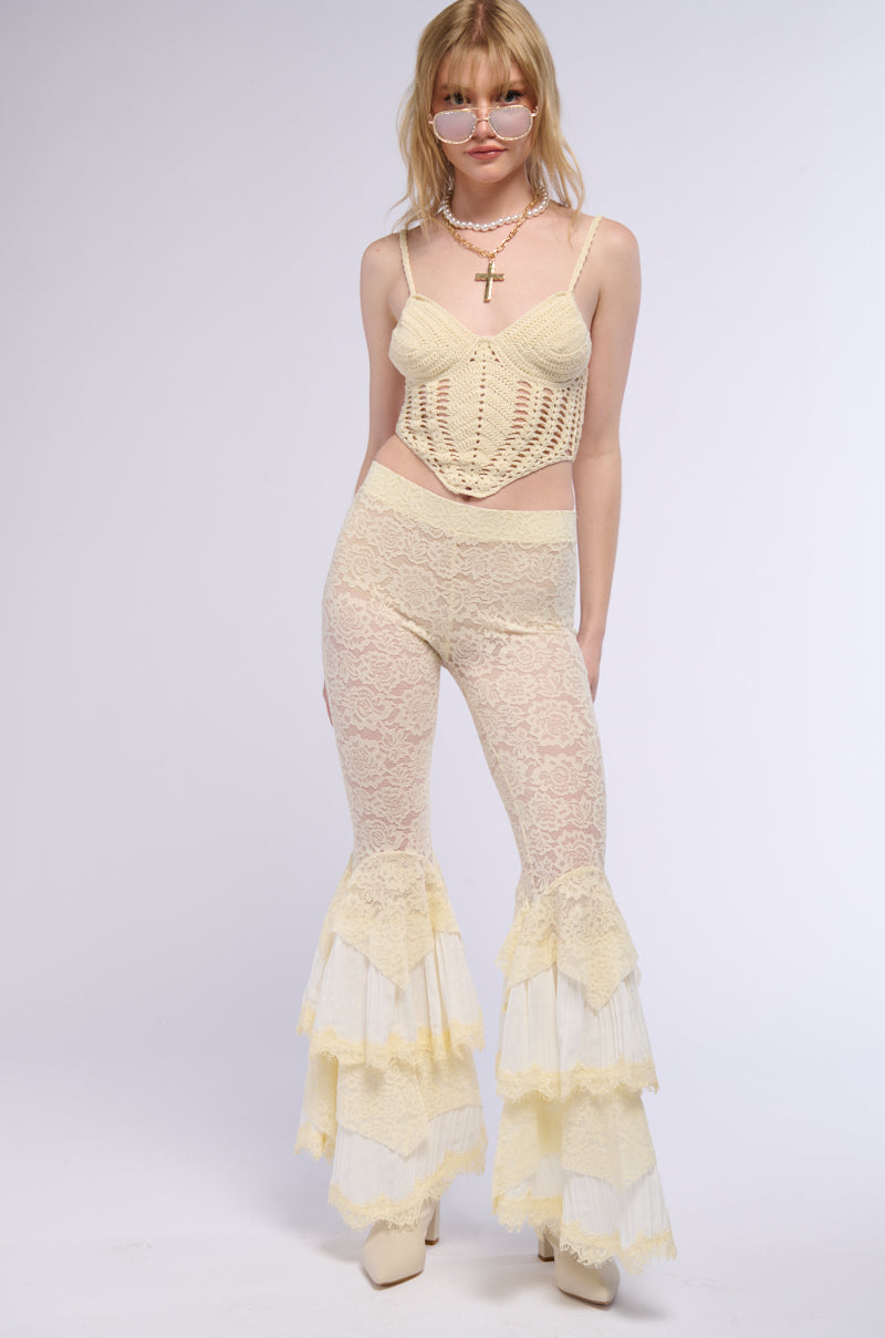 Detail View Chella Lace Ruffle Pants 3