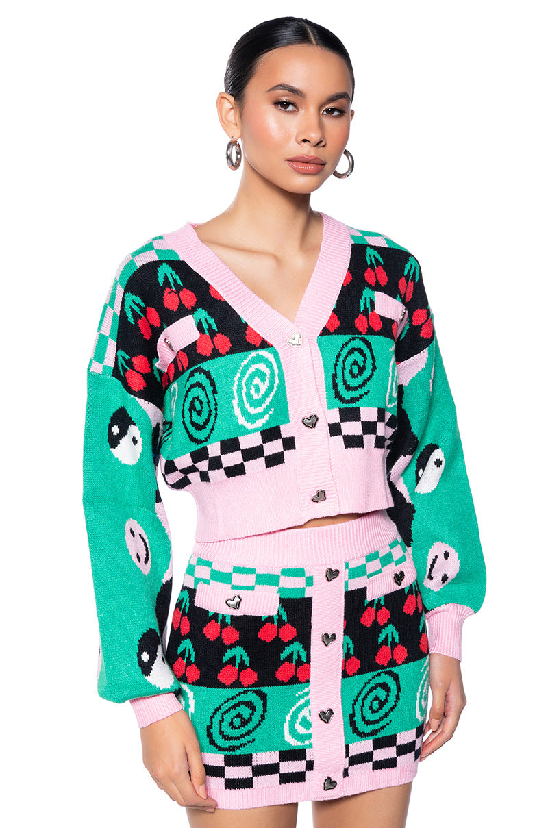CHERRY ON TOP BUTTON DOWN KNIT CARDIGAN view 0