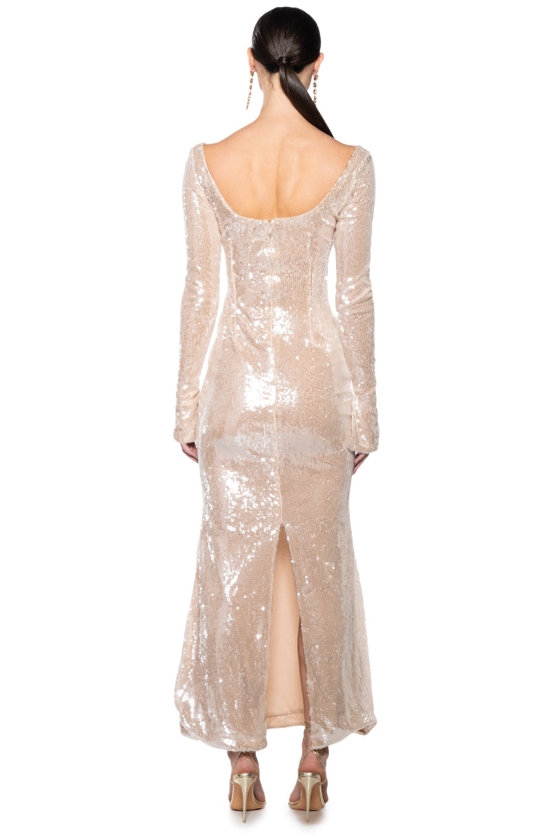 Detail View Chic And Classy Cut Out Sequin Maxi Dress