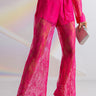 Front View Chic Life All Over Lace High Waist Wide Leg Trouser