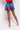 Back View Chic Satin Pleated Mini Skirt in Blue Multi