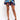 Front View Chic Satin Pleated Mini Skirt in Navy Multi