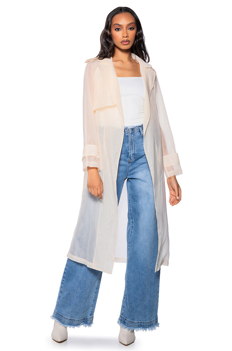 Front View Chiffon Chateau Mesh Trench