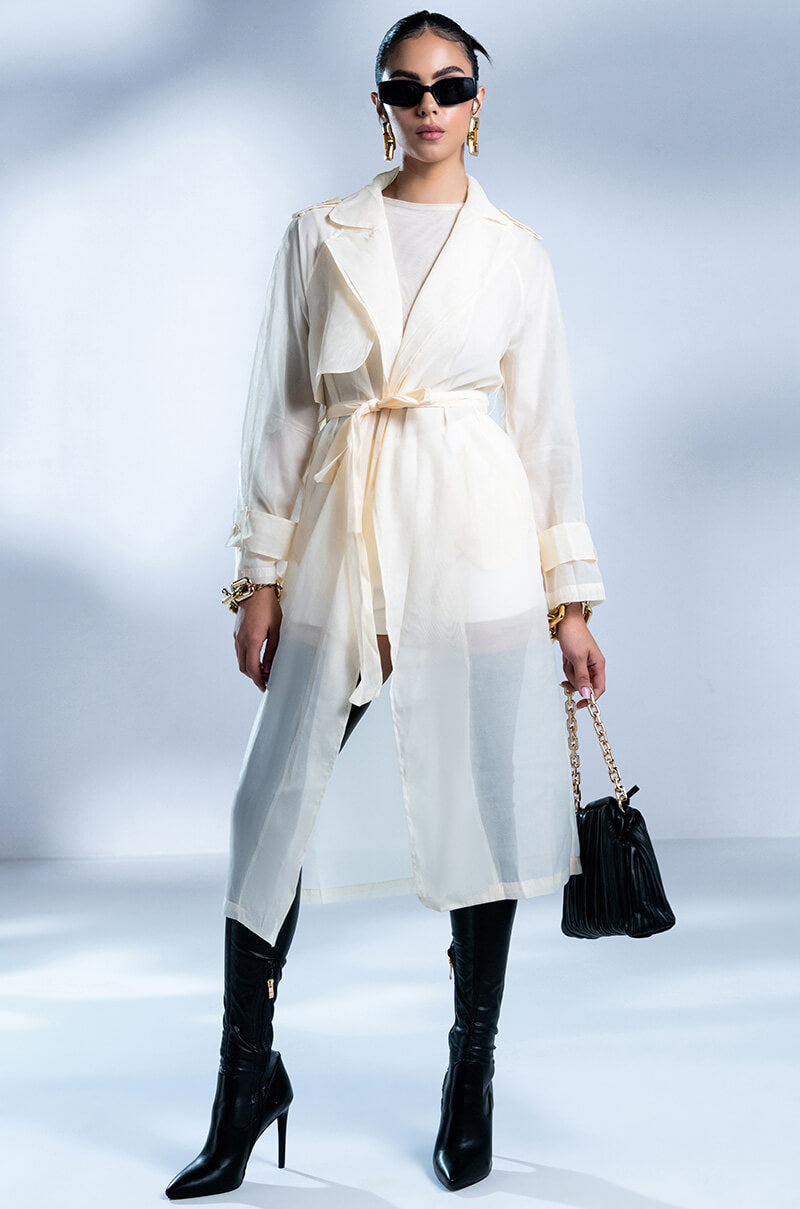 Side View Chiffon Chateau Mesh Trench