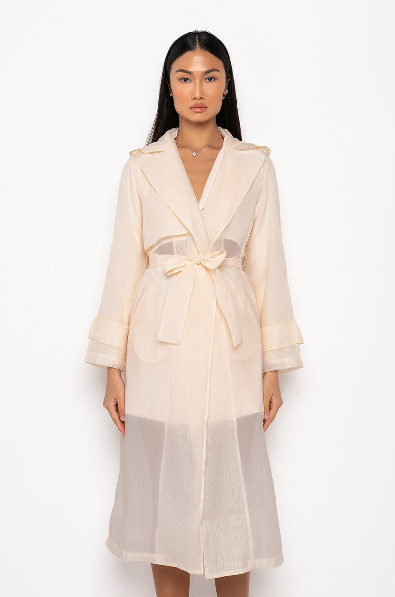 Back View Chiffon Chateau Mesh Trench