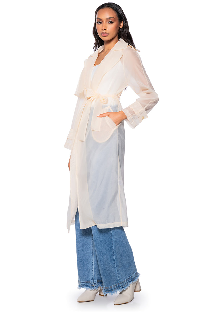 Back View Chiffon Chateau Mesh Trench
