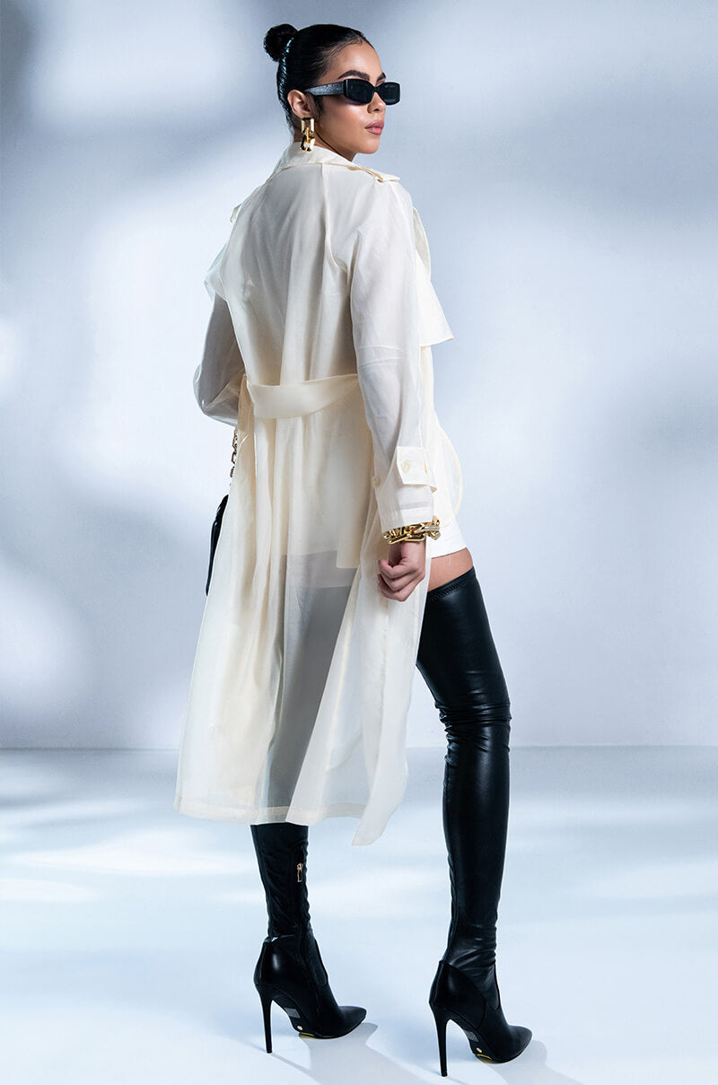 Back View Chiffon Chateau Mesh Trench