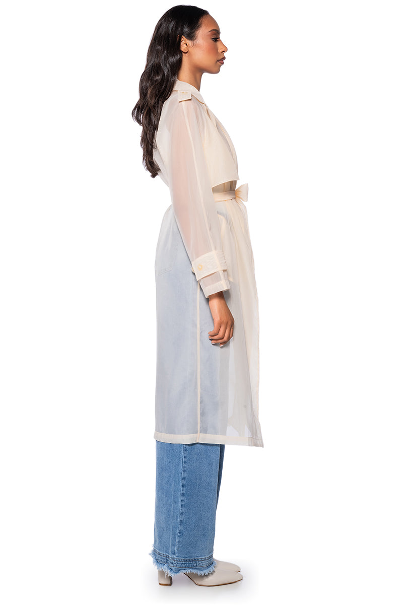 Detail View Chiffon Chateau Mesh Trench