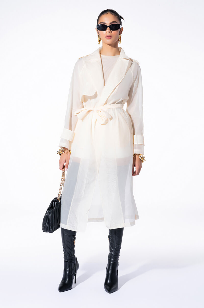 Detail View Chiffon Chateau Mesh Trench