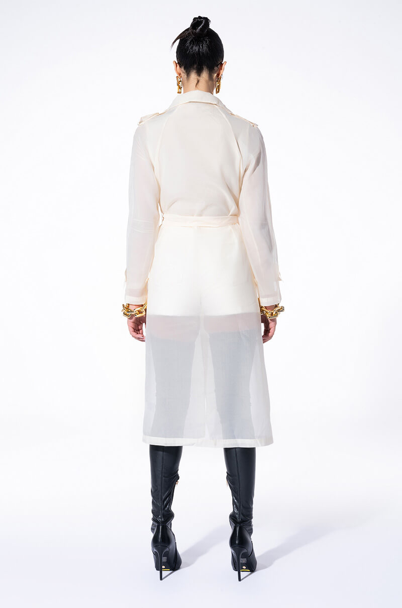 Extra View Chiffon Chateau Mesh Trench