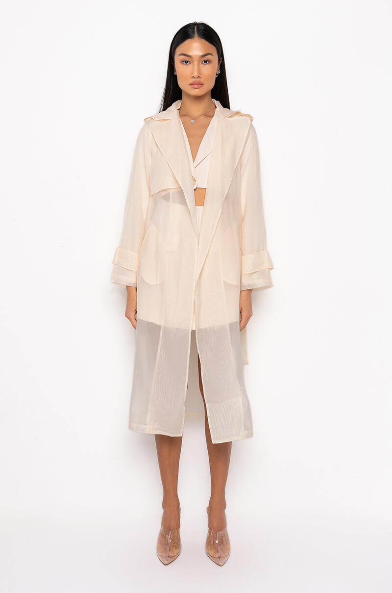 Extra View Chiffon Chateau Mesh Trench