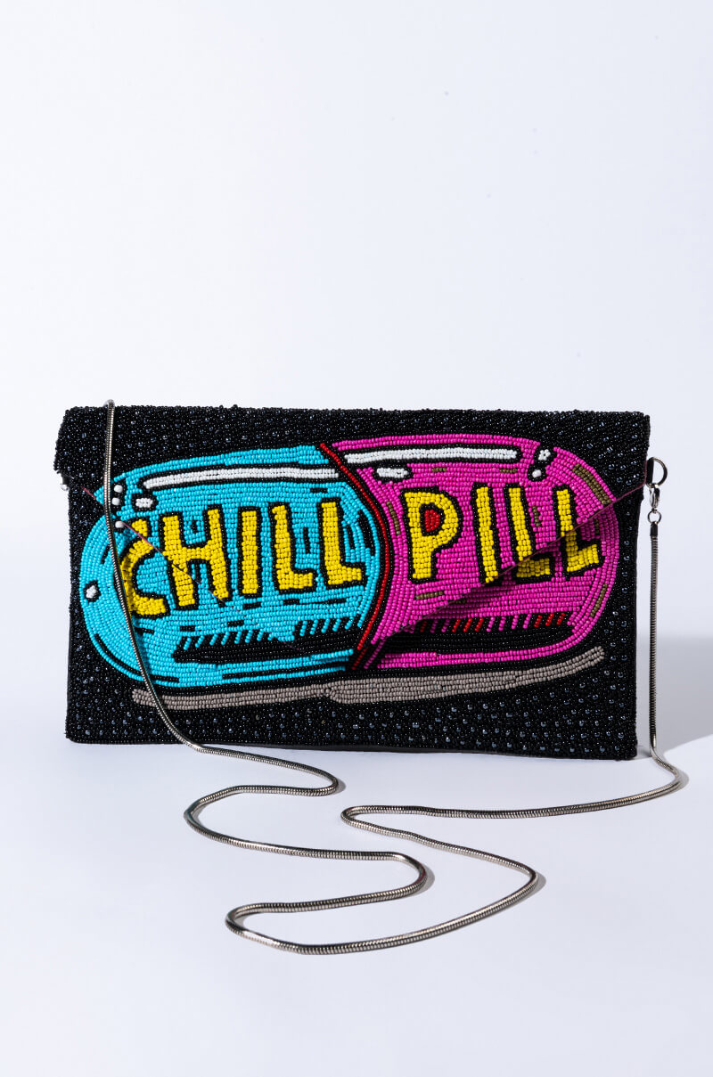 Back View Chill Pill Beaded Clutch