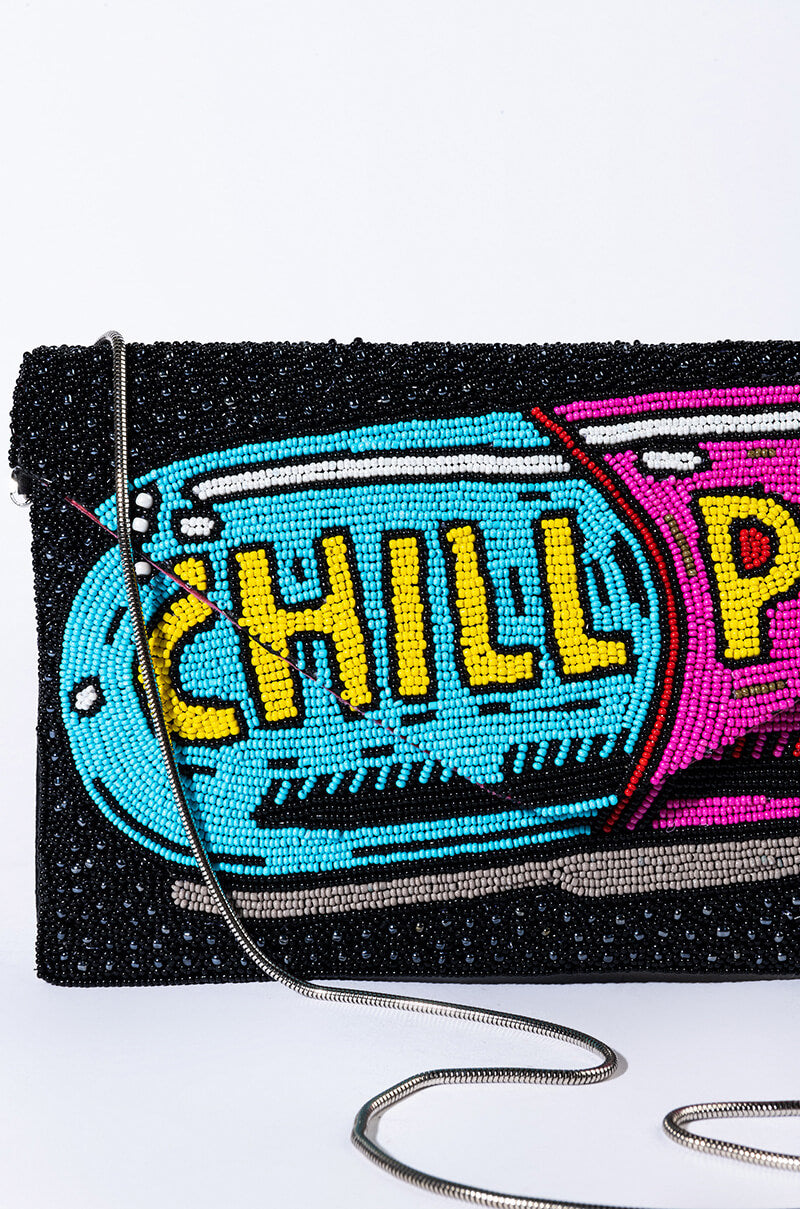 Detail View Chill Pill Beaded Clutch