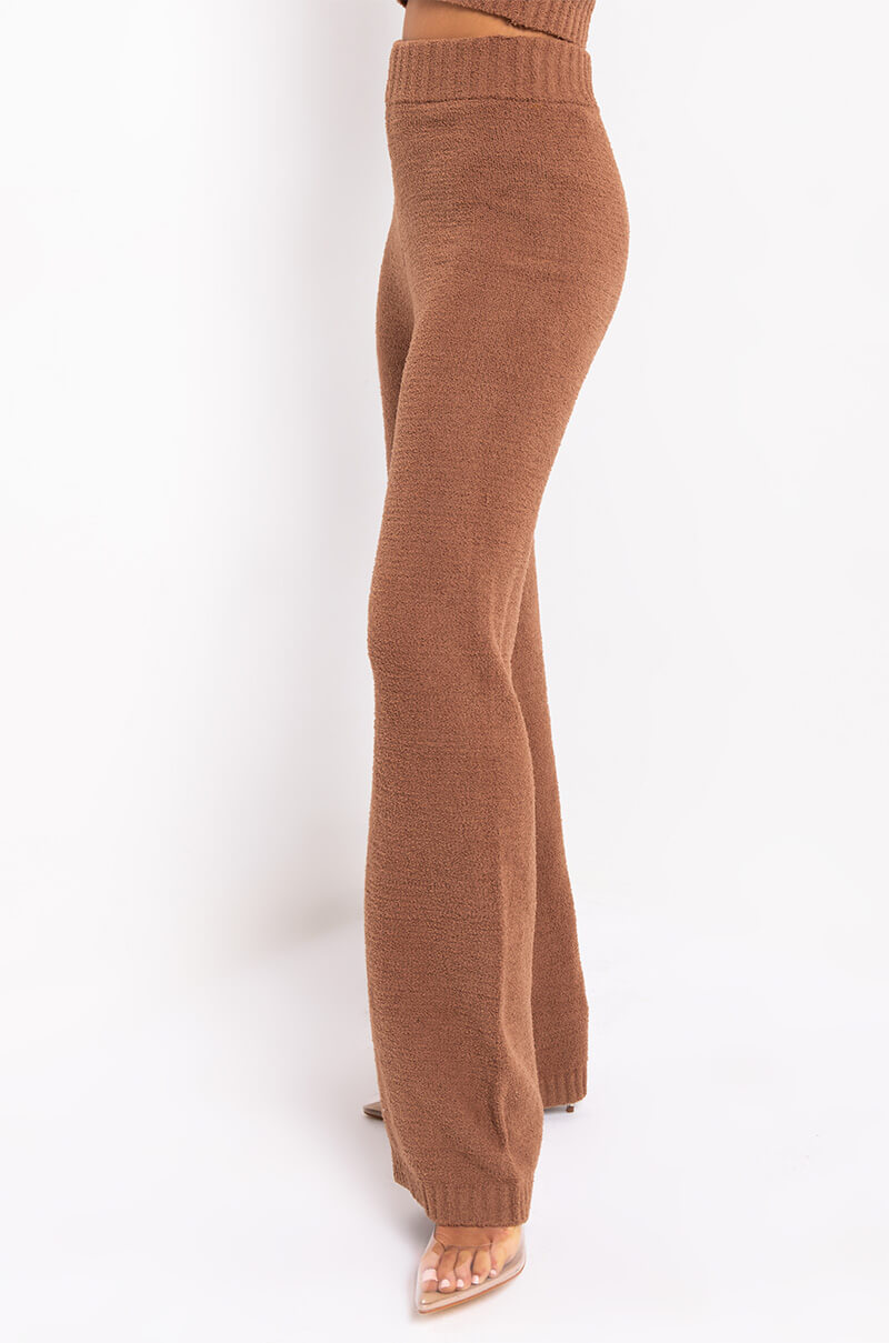 Side View Chillin Af Cozy Wide Leg Pant in Camel 3