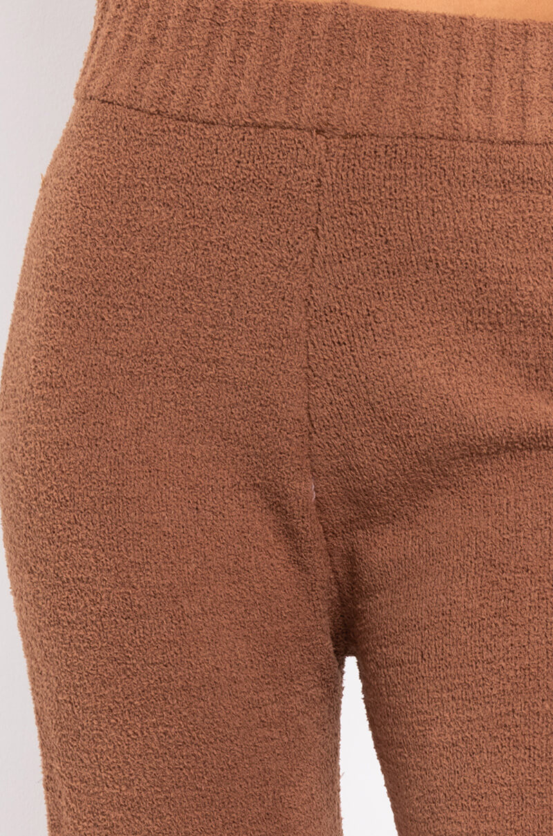 Detail View Chillin Af Cozy Wide Leg Pant in Camel 7