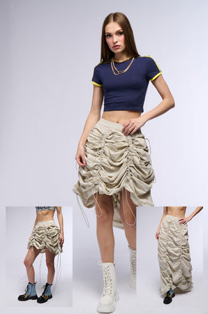 CHLOE CONVERTIBLE DRAWSTRING HIGH LOW SKIRT โ AKIRA CHLOE CONVERTIBLE DRAWSTRING HIGH LOW SKIRT โ AKIRA