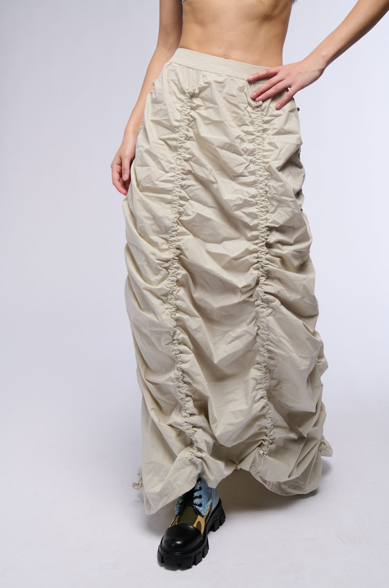 Side View Chloe Convertible Drawstring High Low Skirt