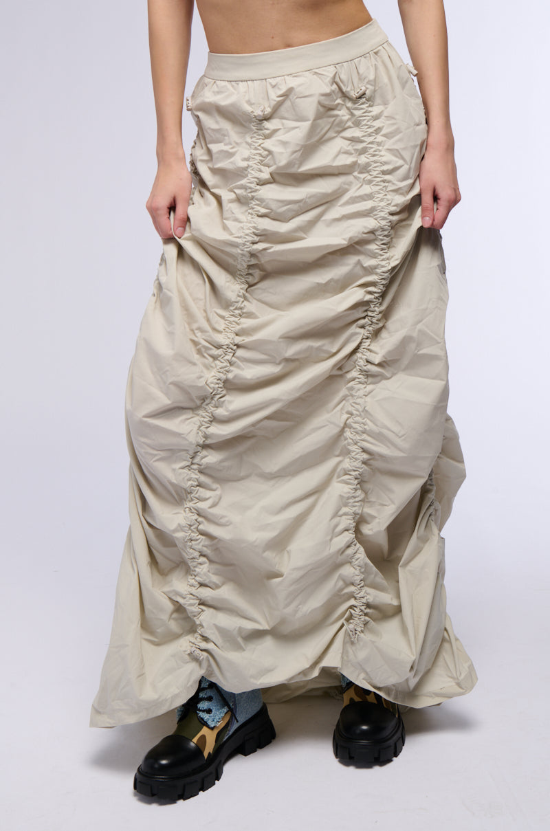 Detail View Chloe Convertible Drawstring High Low Skirt