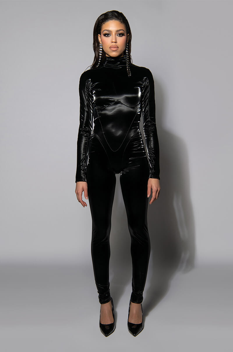 Back View Choose Me Faux Leather Catsuit