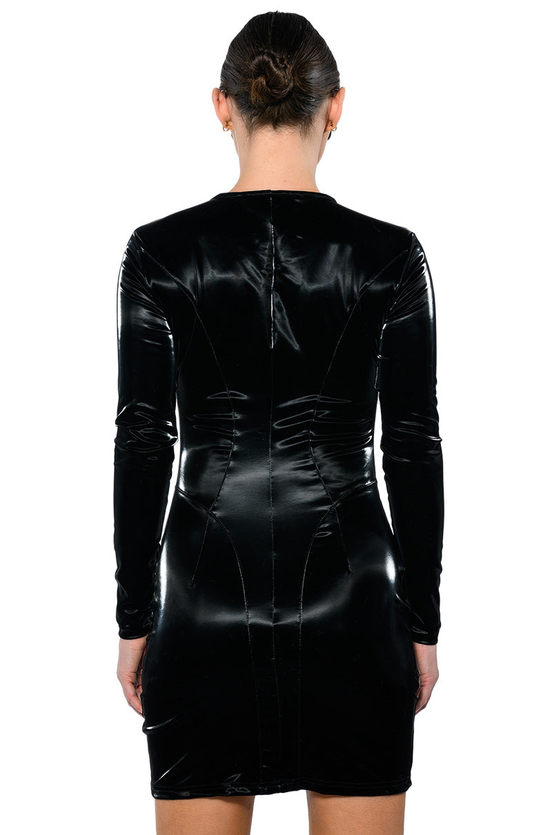 CHOOSE ME FAUX LEATHER ZIP UP MINI DRESS AKIRA CHOOSE ME FAUX LEATHER ZIP UP MINI DRESS AKIRA