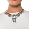 Front View Choose Your Fighter Embellished Statement Necklace