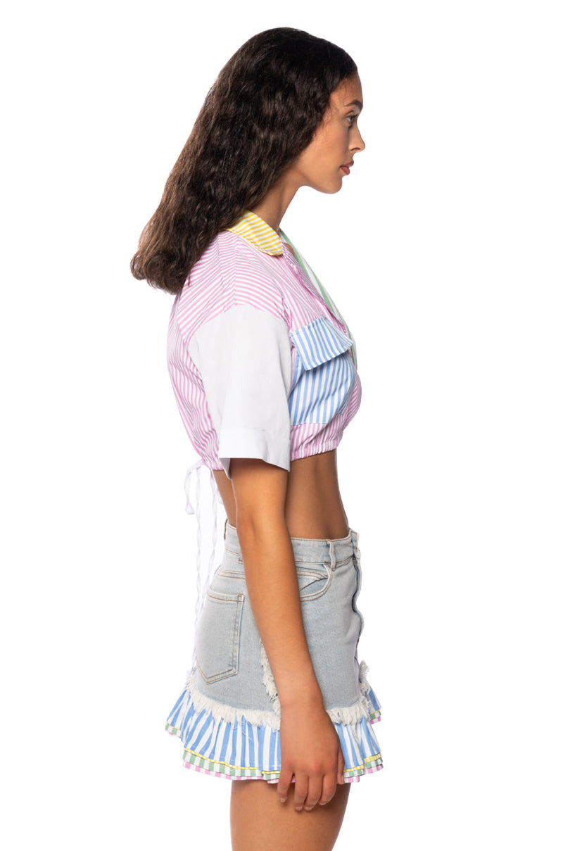 Detail View Christy Color Blocked Button Down Top view 4