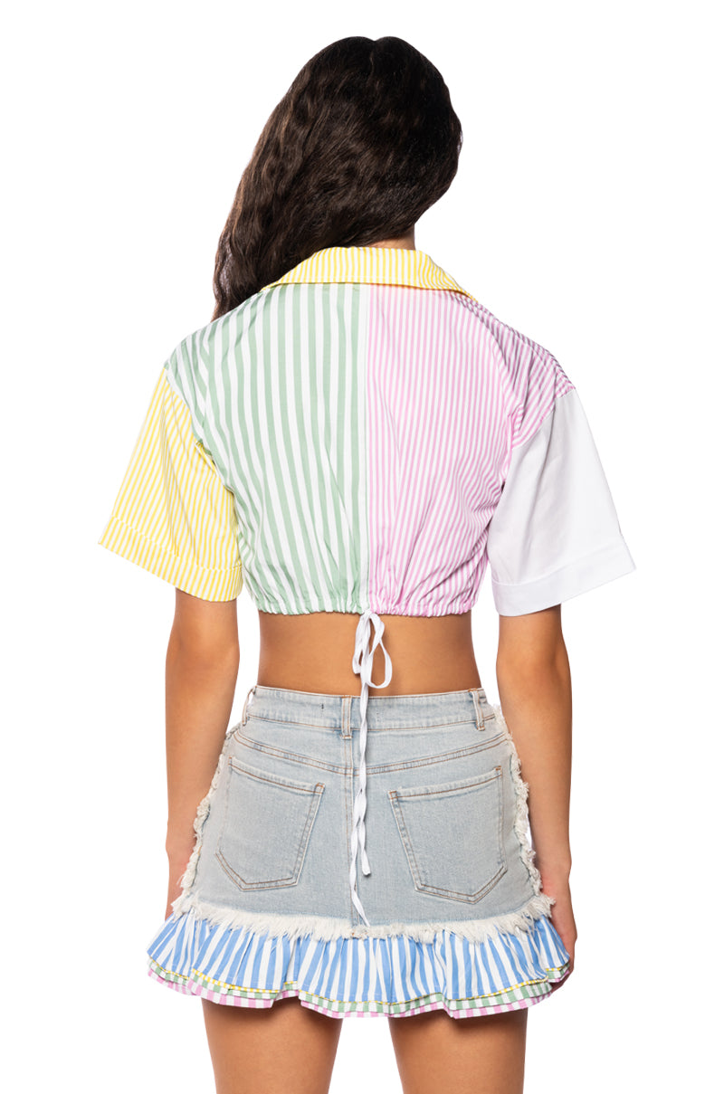 Extra View Christy Color Blocked Button Down Top view 6