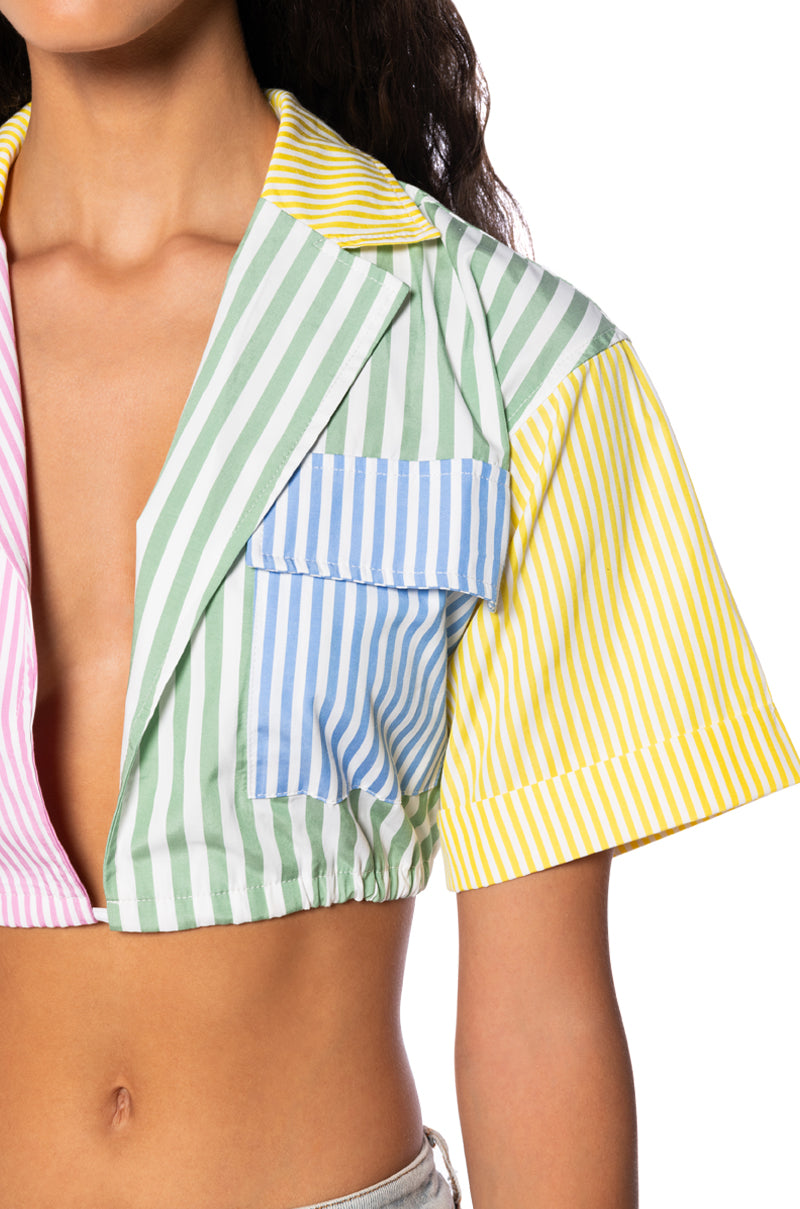 Extra View Christy Color Blocked Button Down Top view 7