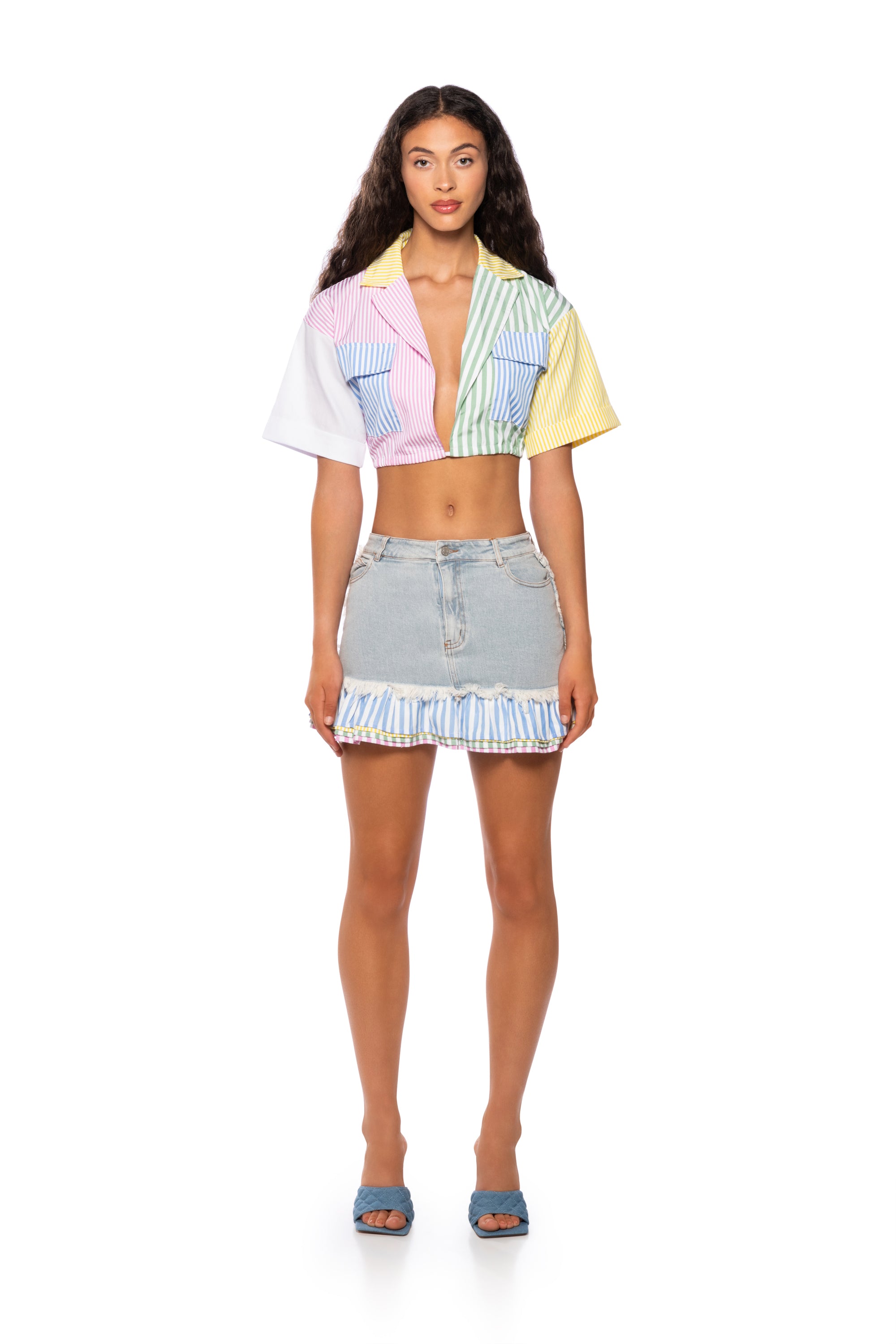 Extra View Christy Color Blocked Button Down Top view 8